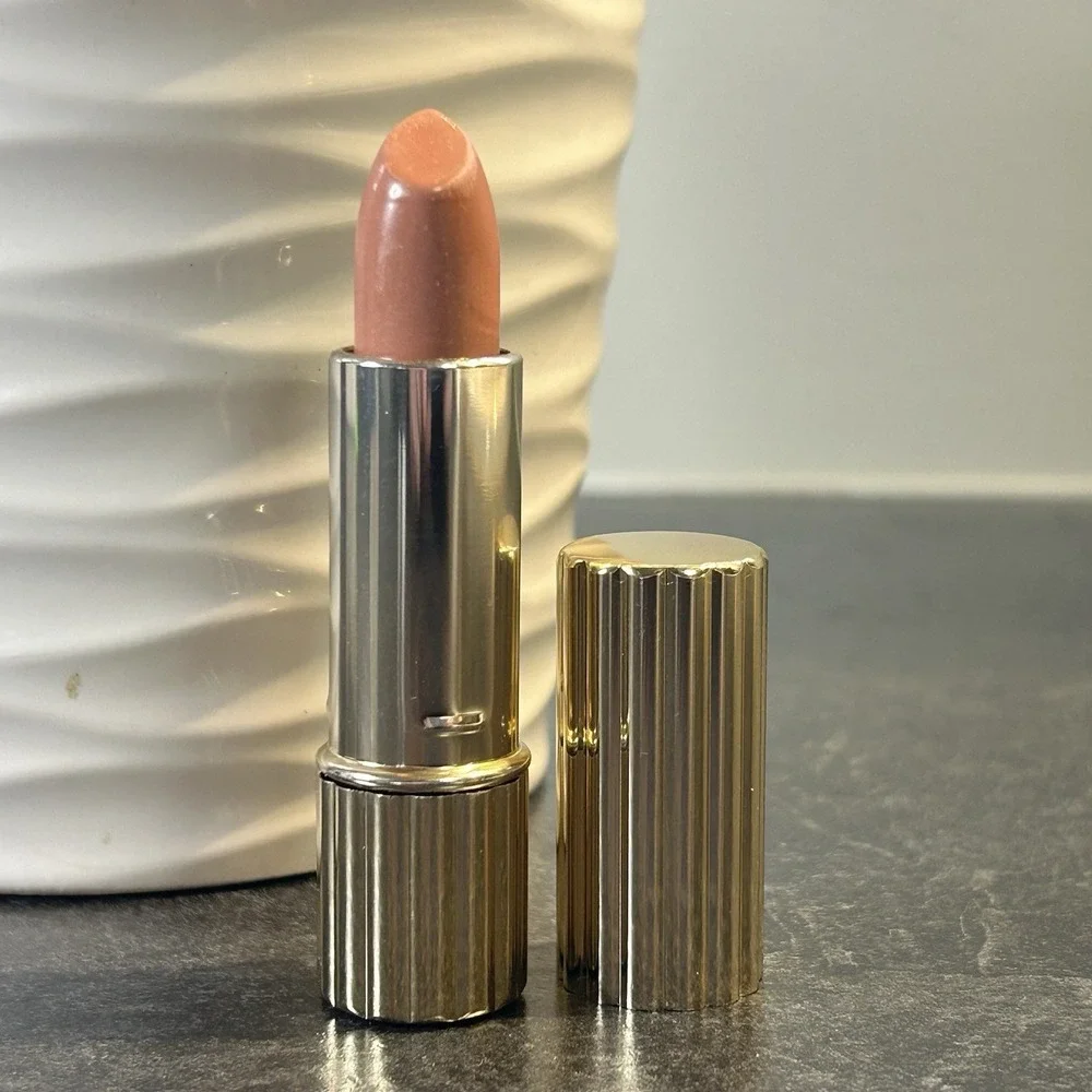 NEW Estee Lauder Mocha‎ Pink All Day Lipstick Gold Ribbed Case Vintage HTF